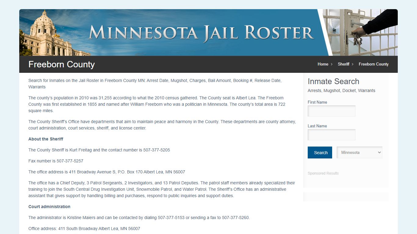 Freeborn County | Jail Roster Search